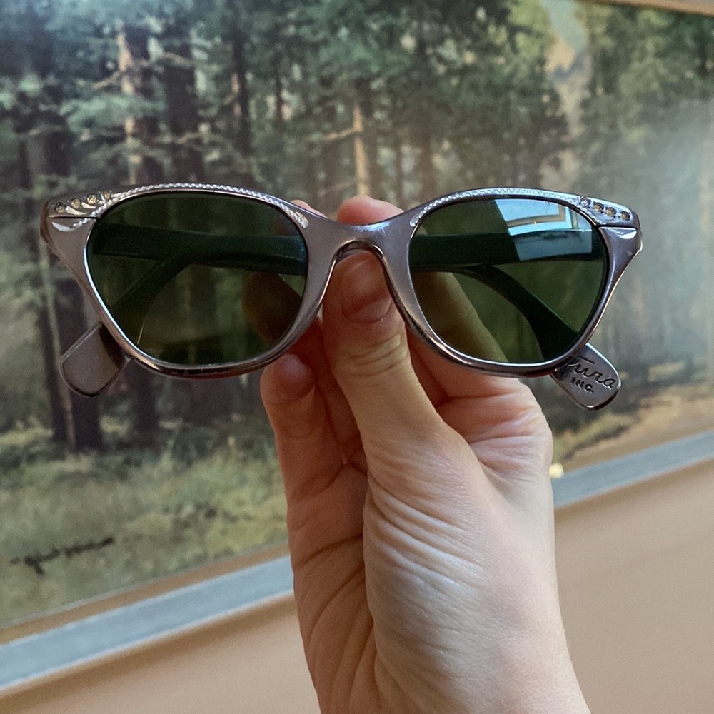 VTG 50’s 60’s TURA Silver Aluminum Cat Eye Sunglasses Atomic